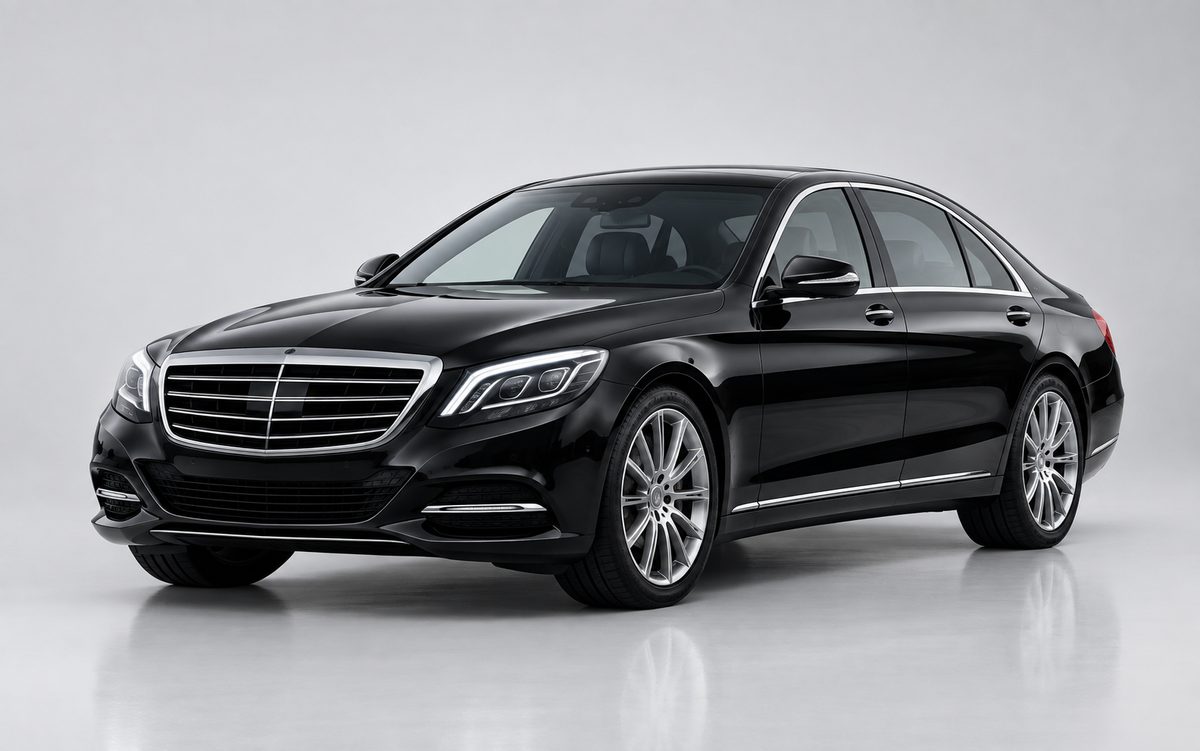 Black luxury sedan limousine for Hamptons airport transfers